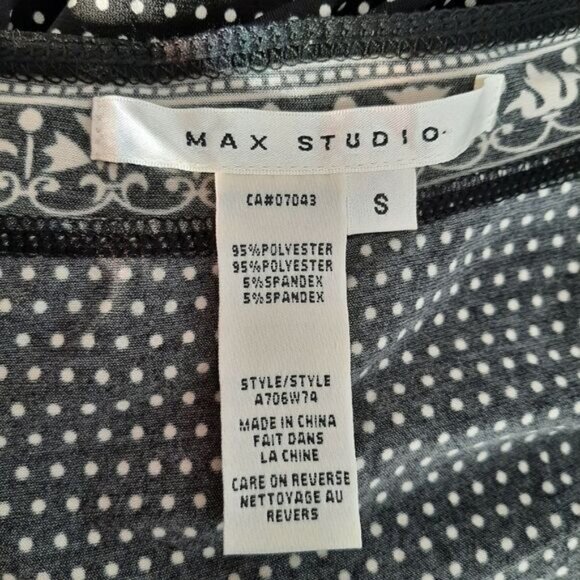 MAX STUDIO Babydoll Stretch Soft V-Neck Tank Top B&W Sz S - Picture 10 of 10